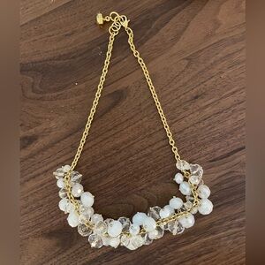 Ted Baker Gold Necklace with White and Clear Beads